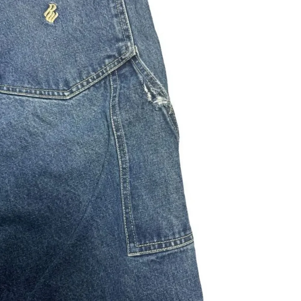 Vintage Rocawear Shorts Men 36 Medium Wash Blue Denim Logo Baggy Hip Hop Y2K